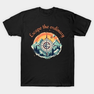 Hiking Inspired Compass and Mountain Landscape T-Shirt